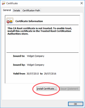 The certificate will be opened, Click install certificate