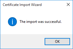 A little window pops up saying 'The import was successful'