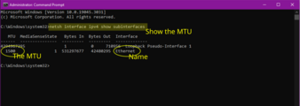 Show the current MTU and interface name